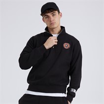 Duffer Mens Stamp 1/4 Zip Jumper Black