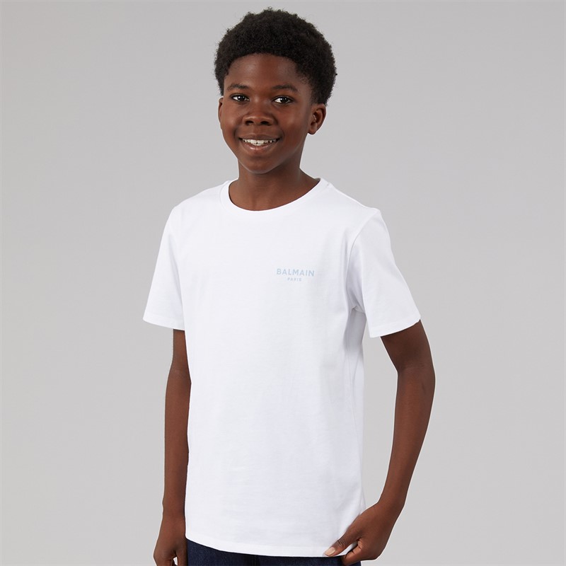 Balmain Boys T-Shirt White/Light Blue