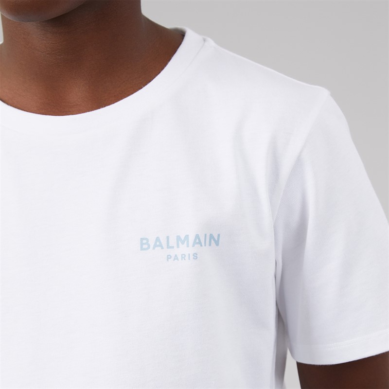 Balmain Boys T-Shirt White/Light Blue