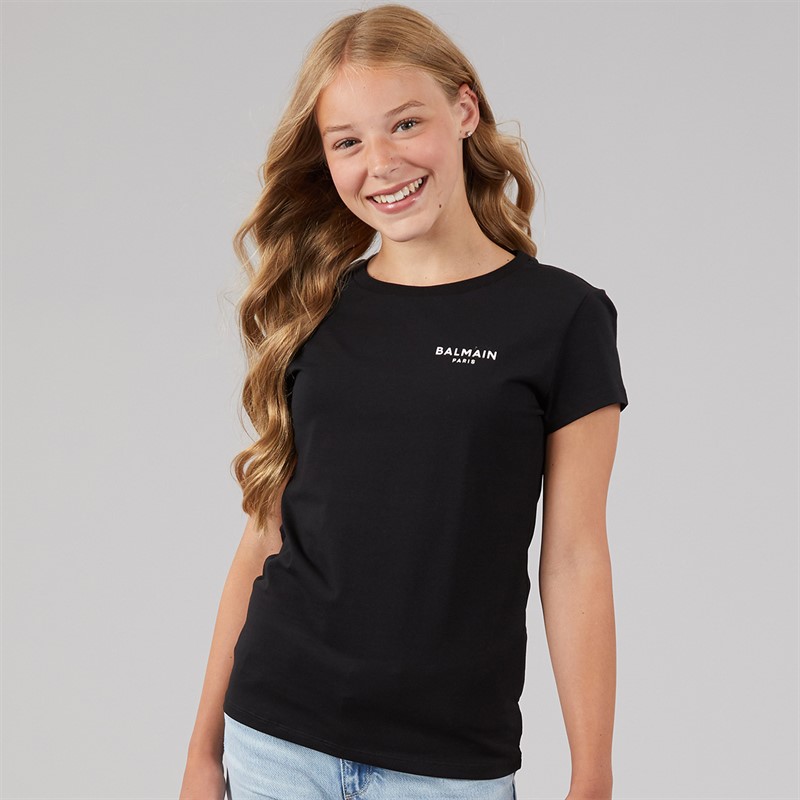 Balmain Girls T-Shirt Black/White