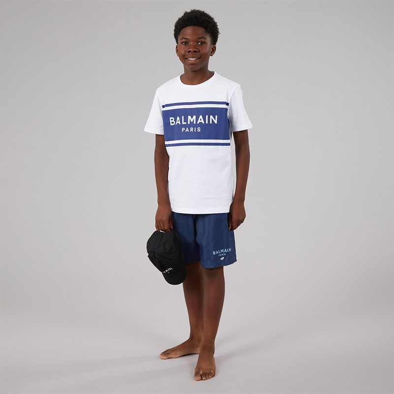 Balmain Boys Swim Shorts Blue/White