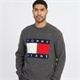 Tommy Jeans Mens Melange Flag Jumper New Charcoal Melange