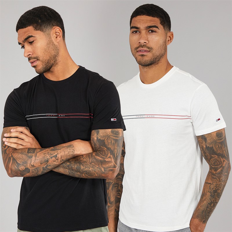 Tommy Jeans Mens Entry Graphic Two Pack T-Shirts Ecru/Black - Size XXL