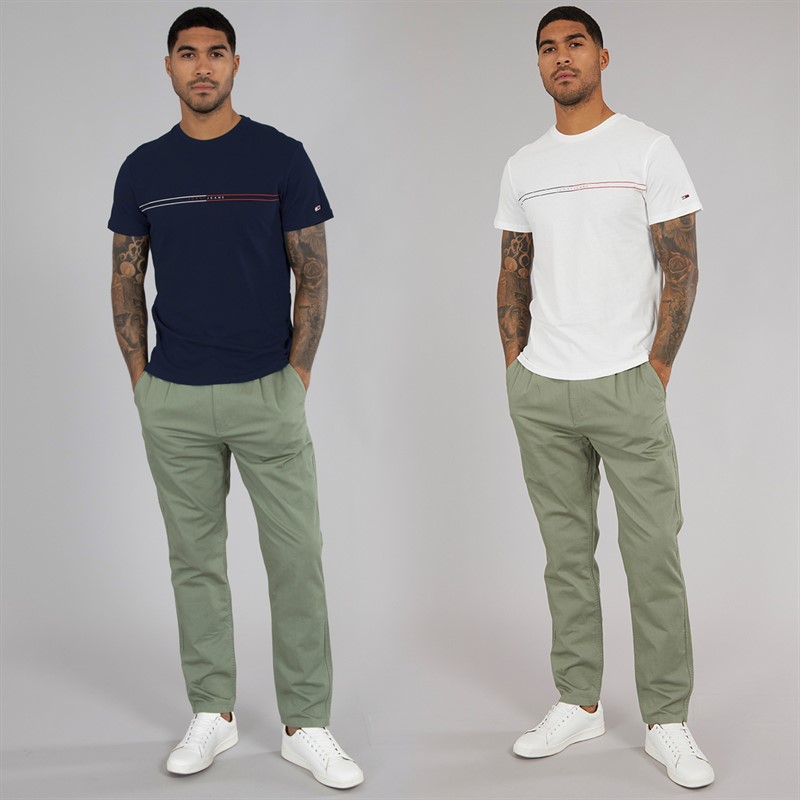 Tommy Jeans Mens Entry Graphic Two Pack T-Shirts Dark Night Navy/Ecru