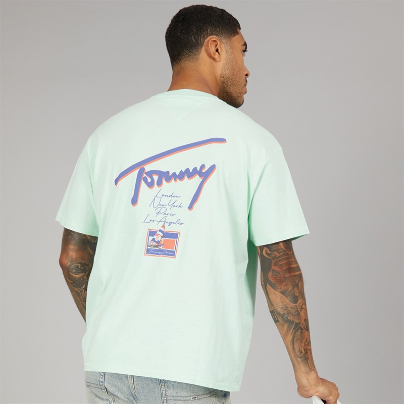 Tommy Jeans Mens TJ Faded Graphic T-Shirt Spring Mint