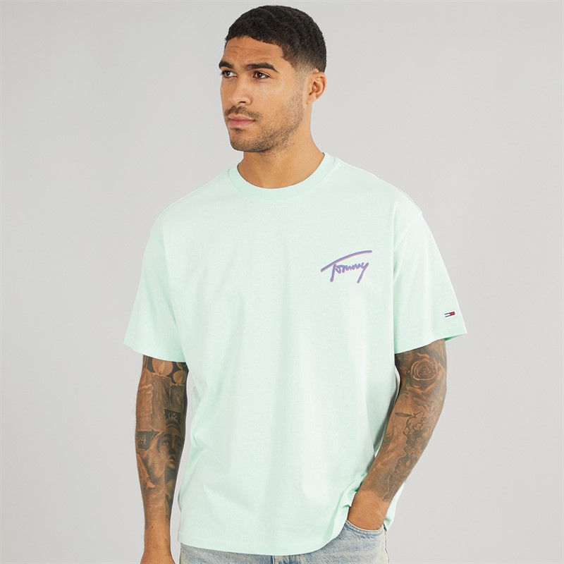 Tommy Jeans Mens TJ Faded Graphic T-Shirt Spring Mint