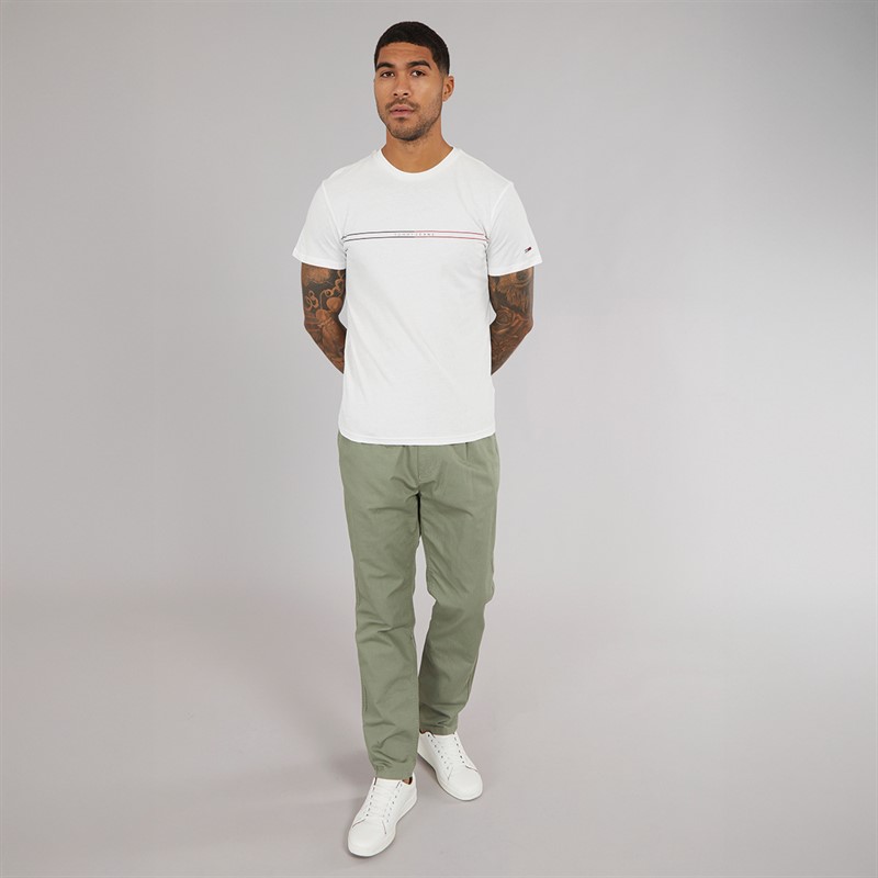 Tommy Jeans Mens Isaac Hemp Blend Chinos Aruba Green