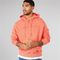 Tommy Jeans Mens TJ Label Hoodie Bright Vermillion