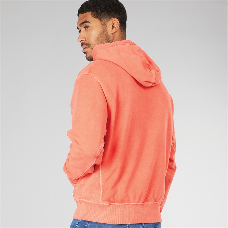 Tommy Jeans Mens TJ Label Hoodie Bright Vermillion