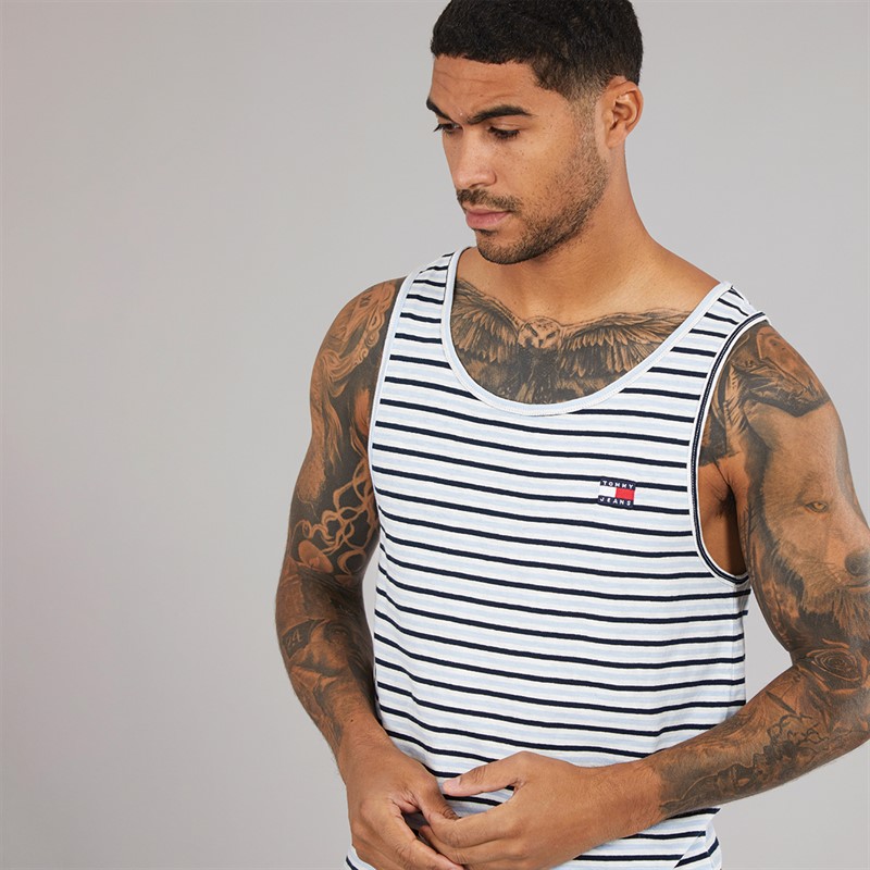 Tommy Jeans Mens TJ Badge Tank Top Dark Night Navy/Sweet Blue
