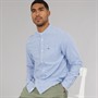 Tommy Jeans Mens Linen Mix Long Sleeve Shirt Colorado Blue