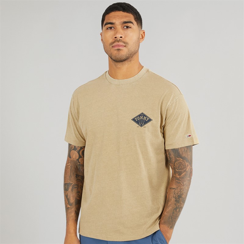 Tommy Jeans Mens TJ Varsity Graphic T-Shirt Relic Tan