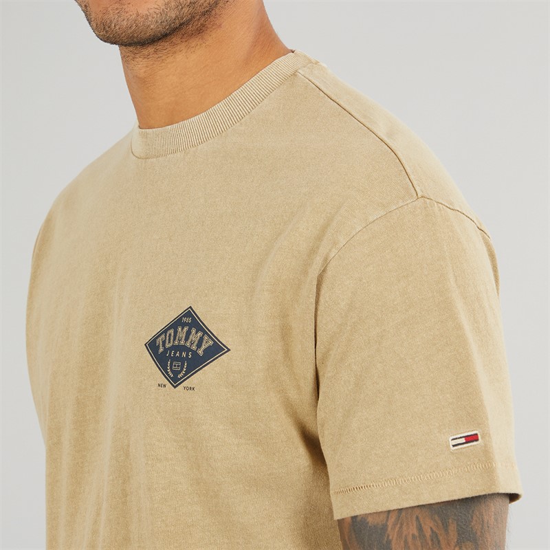 Tommy Jeans Mens TJ Varsity Graphic T-Shirt Relic Tan