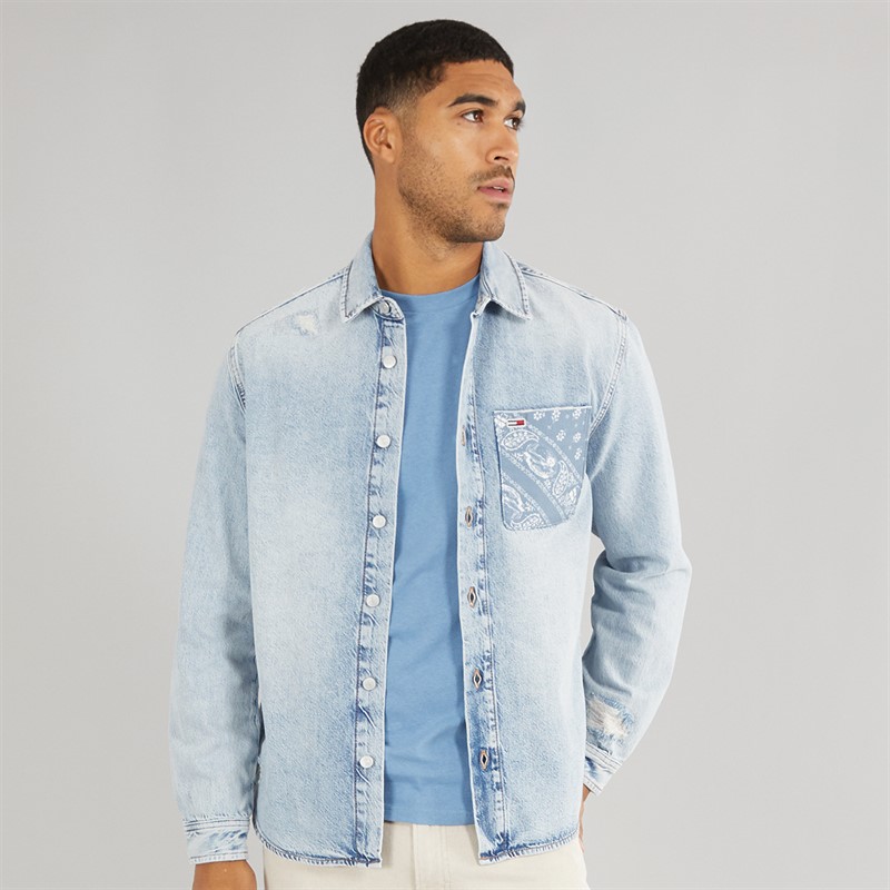Tommy Jeans Mens Regular Denim Long Sleeve Shirt Denim Light - Size XS