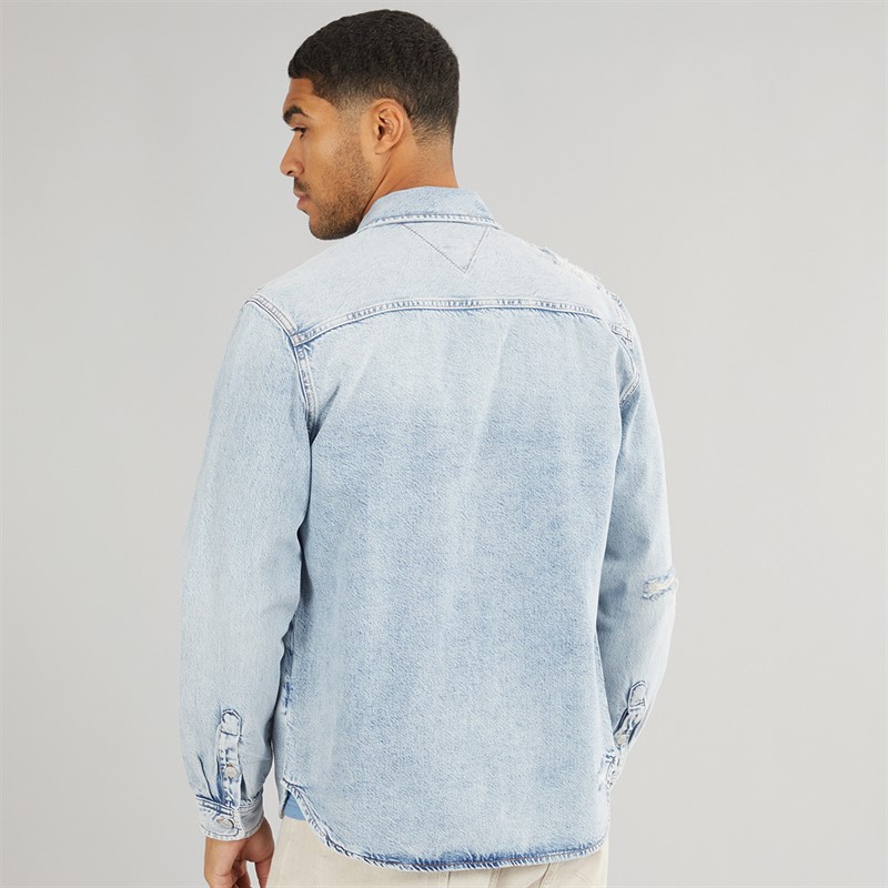 Tommy Jeans Mens Regular Denim Long Sleeve Shirt Denim Light