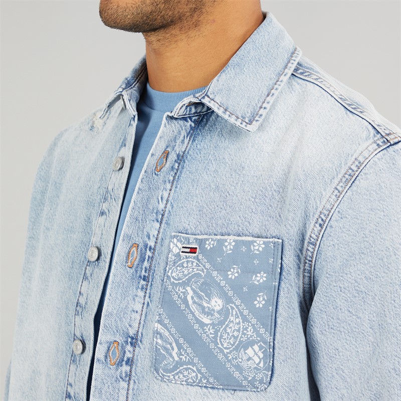 Tommy Jeans Mens Regular Denim Long Sleeve Shirt Denim Light