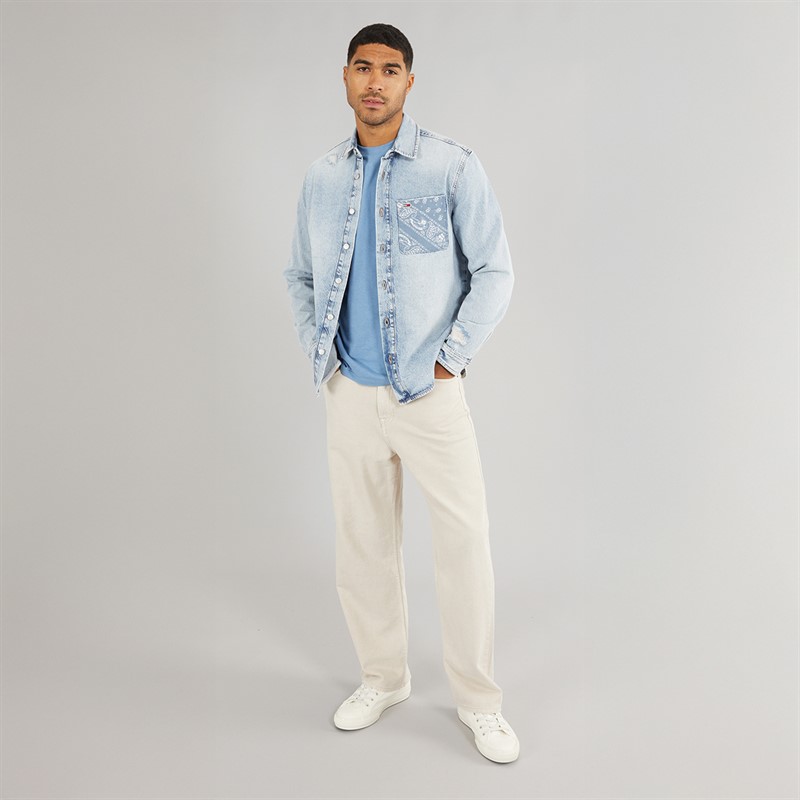 Tommy Jeans Mens Regular Denim Long Sleeve Shirt Denim Light