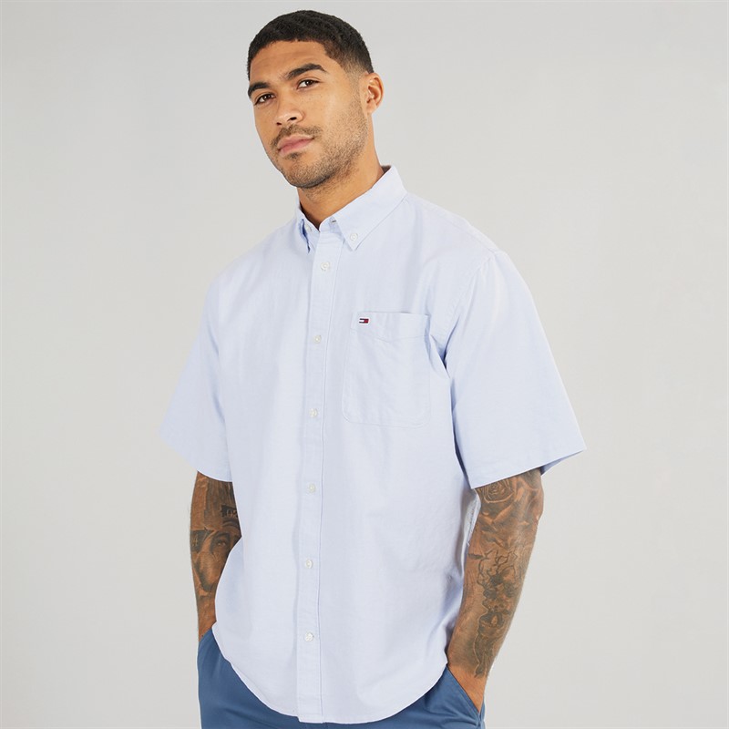 Tommy Jeans Mens Oxford Short Sleeve Shirt Sweet Blue - Size S