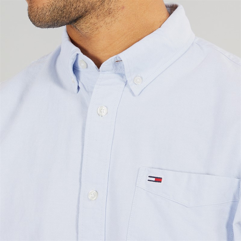 Tommy Jeans Mens Oxford Short Sleeve Shirt Sweet Blue