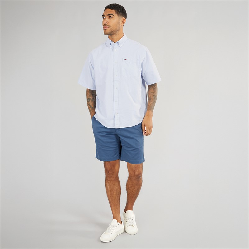 Tommy Jeans Mens Oxford Short Sleeve Shirt Sweet Blue