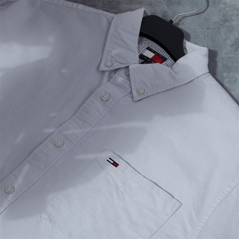 Tommy Jeans Mens Oxford Short Sleeve Shirt Sweet Blue