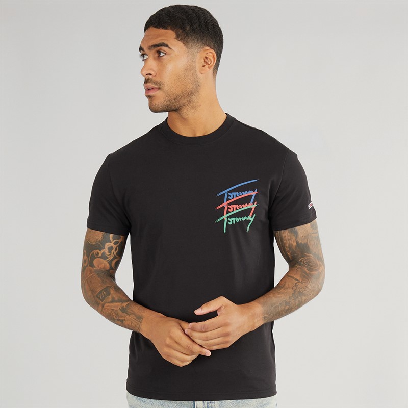 Tommy Jeans Mens Twisted Sign T-Shirt Black