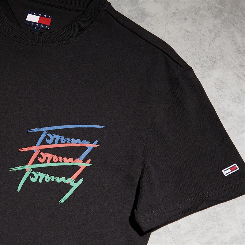 Tommy Jeans Mens Twisted Sign T-Shirt Black