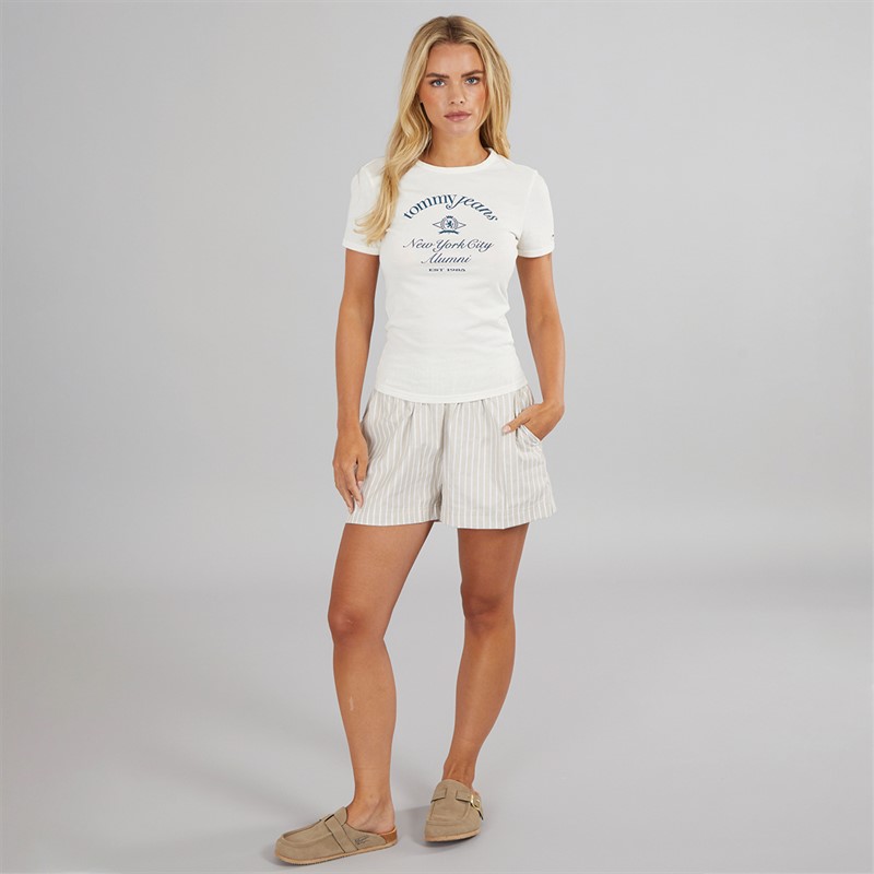 Tommy Jeans Womens Slim T-Shirt Ancient White