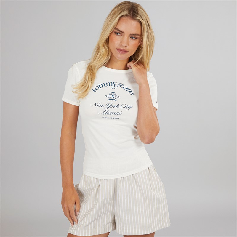 Tommy Jeans Womens Slim T-Shirt Ancient White