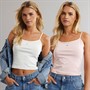 Tommy Jeans Womens Two Pack Tops Ecru/Precious Pink