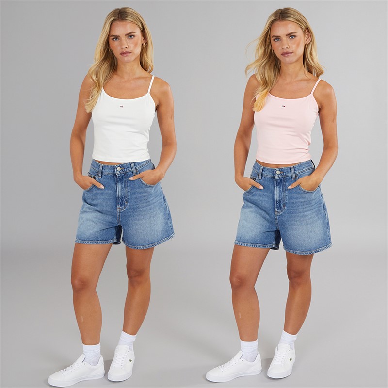 Tommy Jeans Womens Two Pack Tops Ecru/Precious Pink