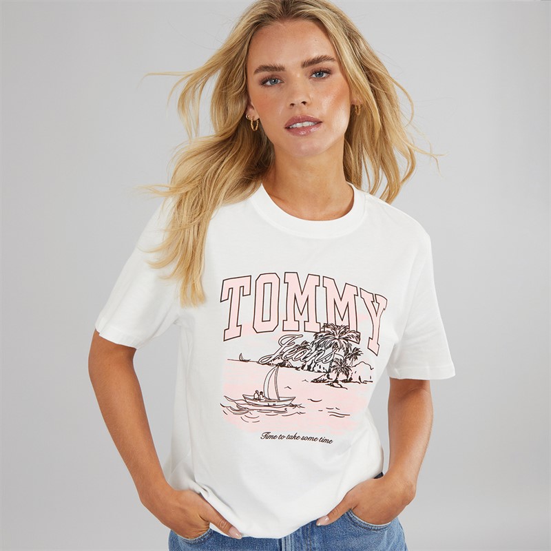 Tommy Jeans Womens Tonal Tropic T-Shirt Ecru