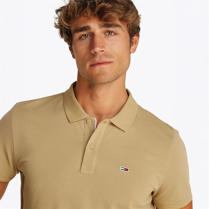 Tommy Jeans Heren Slim Polo met Knoopsluiting Relic Tan