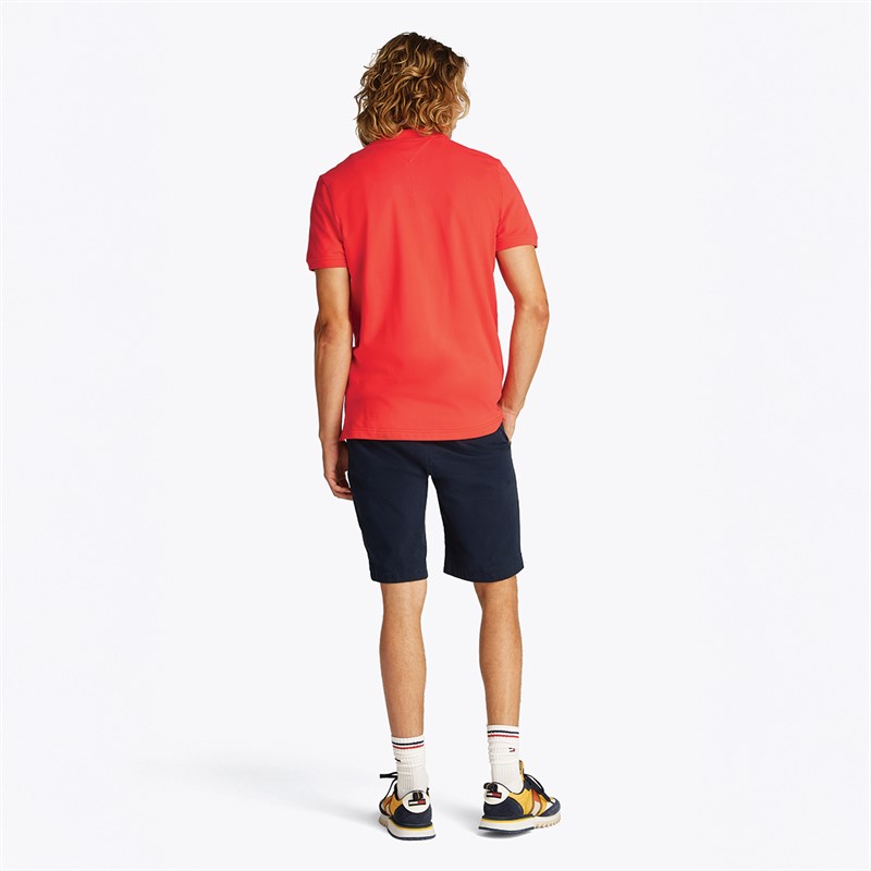 Tommy Jeans Heren Slim Polo Met Knoopsluiting Helder Vermiljoen