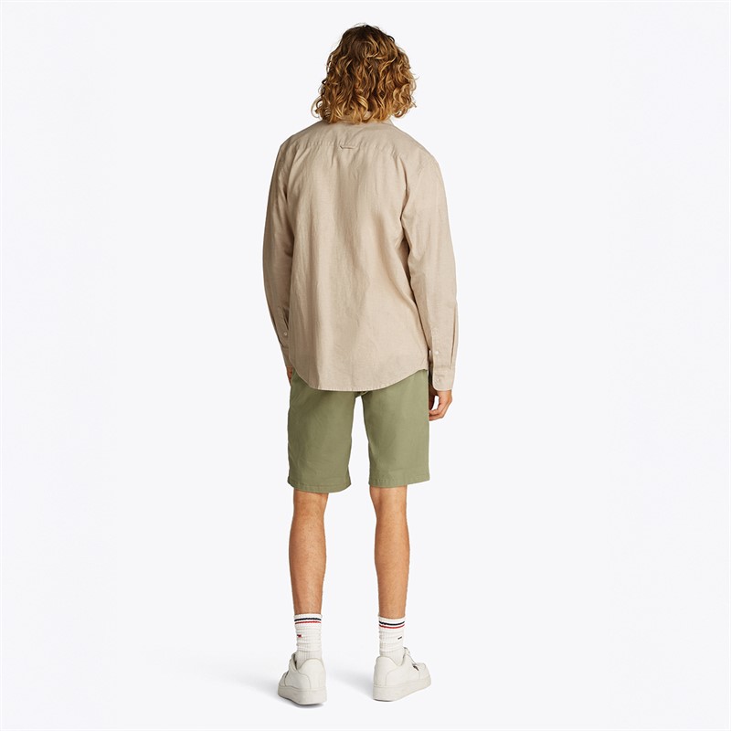 Tommy Jeans Chemise à Manches Longues en Lin Mélangé Homme - Relic Tan