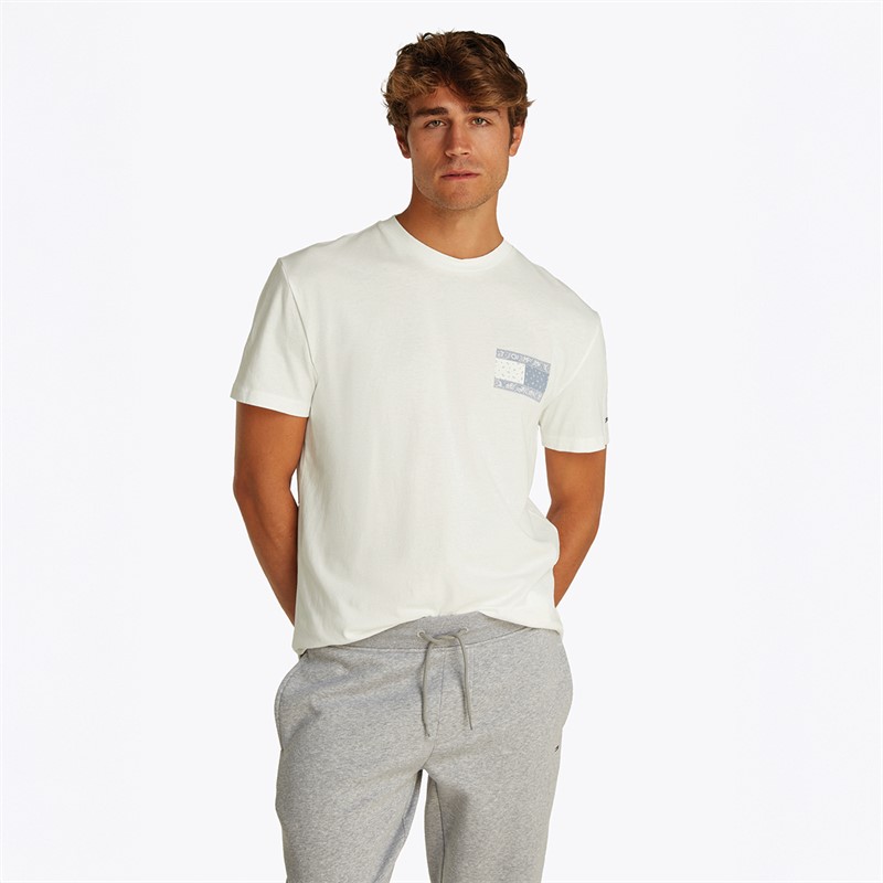 Tommy Jeans T-shirt Drapeau Paisley Homme Écru