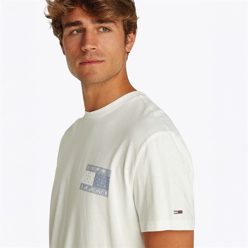 Tommy Jeans T-shirt Drapeau Paisley Homme Écru
