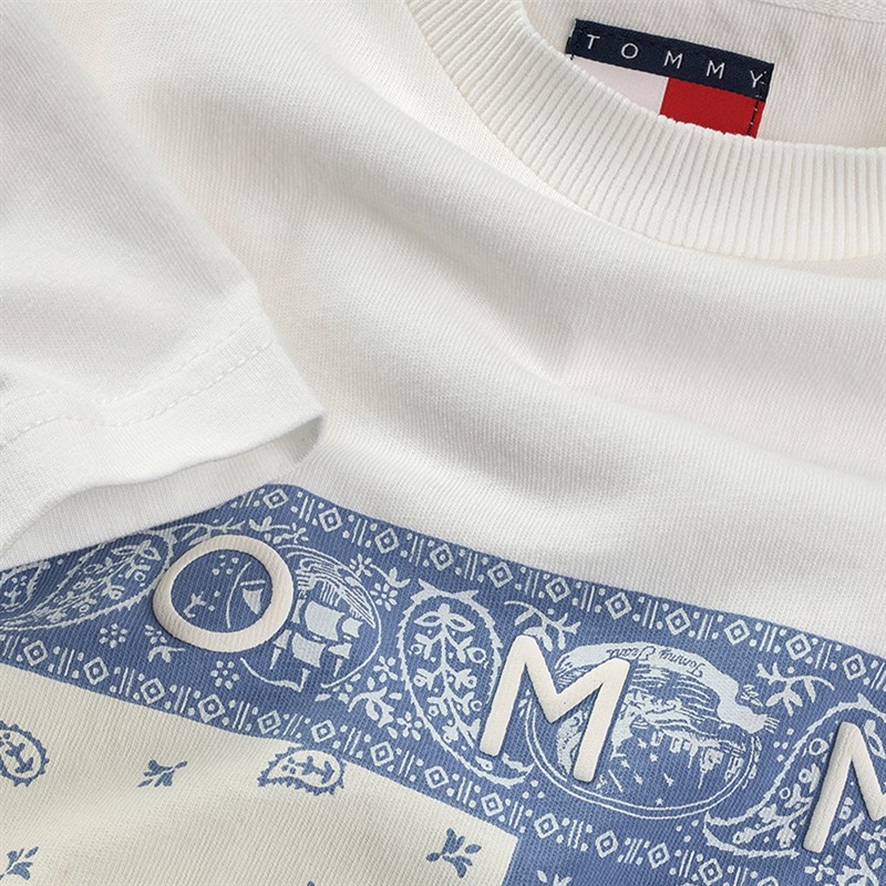 Tommy Jeans Heren Paisley Vlag T-Shirt Ecru