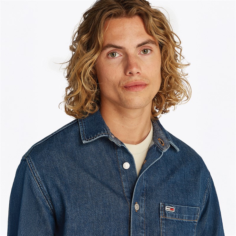 Tommy Jeans Chemise Homme Manches Longues Coupe Standard Denim Medium