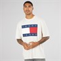 Tommy Jeans Mens Flag Logo T-Shirt Off White