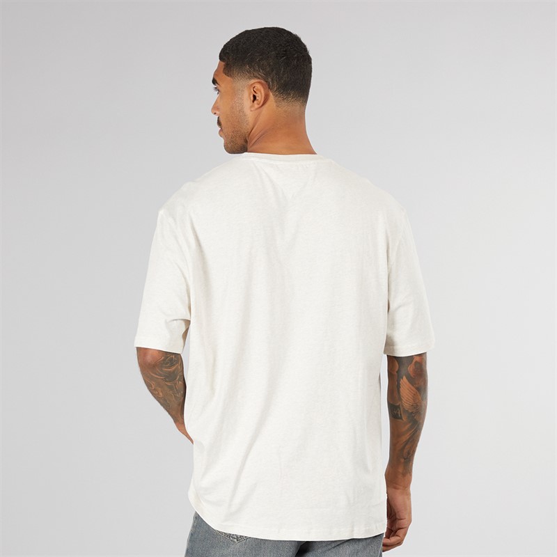 Tommy Jeans Mens Flag Logo T-Shirt Off White