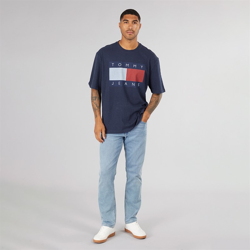 Tommy Jeans Mens Flag Logo T-Shirt Navy