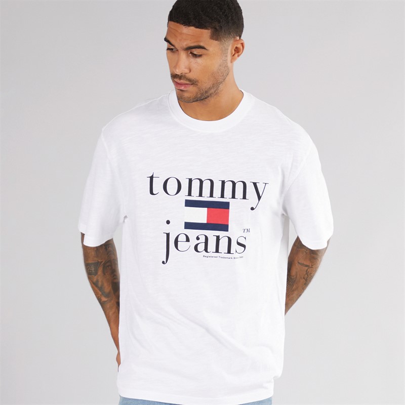 Tommy Jeans Mens 90s Logo T-Shirt White