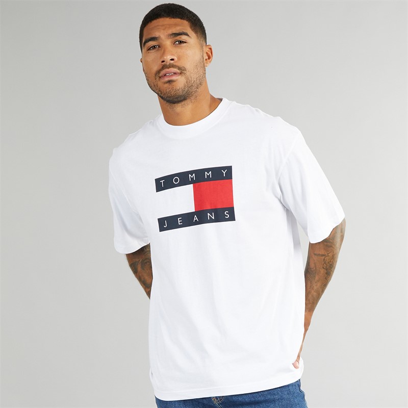 Tommy Jeans Mens Skate Flag T-Shirt White - Size XL