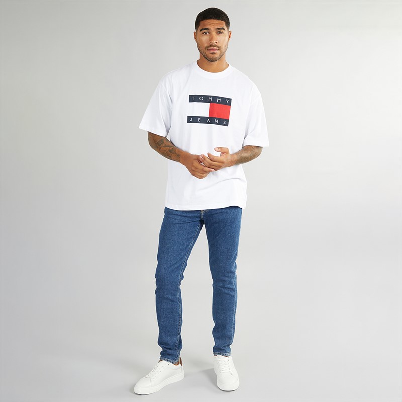 Tommy Jeans Mens Skate Flag T-Shirt White
