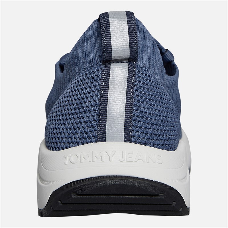 Tommy Jeans Mens Knitted Runner Trainers Blue Moment