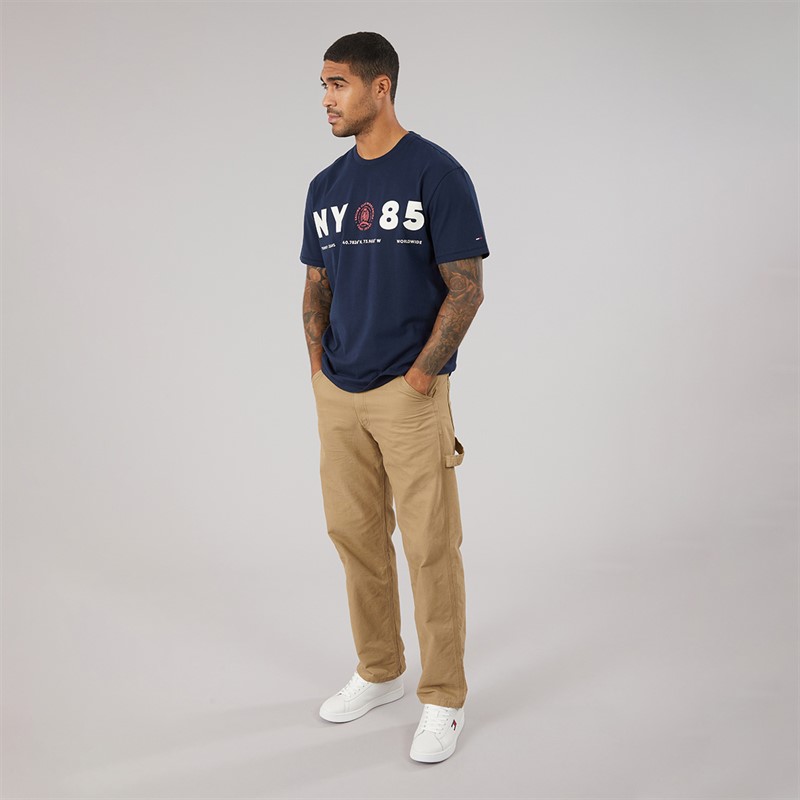 Tommy Jeans Mens Crest 1985 Relaxed T-Shirt Dark Night Navy