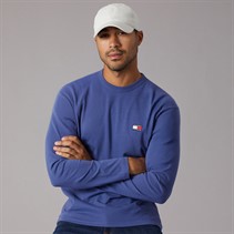 Tommy Jeans Mens Badge Long Sleeve T-Shirt Blue Storm