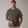 Tommy Jeans Mens Washed Waffle Polo Shirt Black