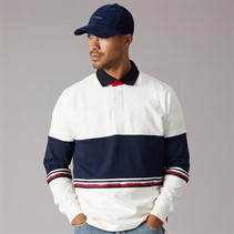 Tommy Jeans Mens Relaxed Colour Block Rugby Shirt Ancient White